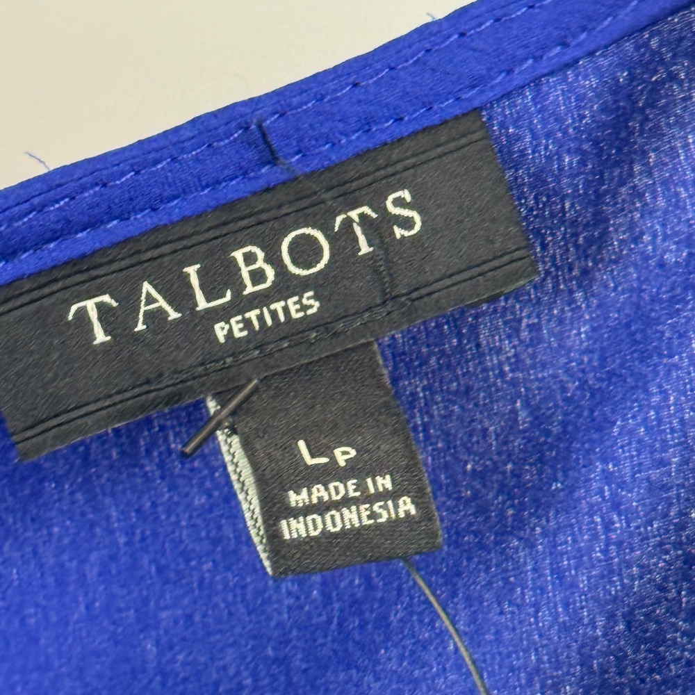 Talbots Petites Blue Pleated Neck Sleeveless Shell Blouse Top PL NWT - Picture 10 of 12